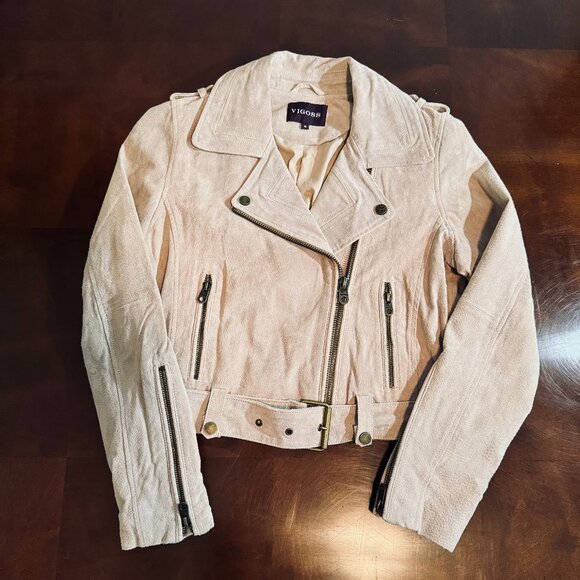 Vigoss Jackets & Blazers - Luxurious VIGOSS - Beige Leather Jacket - Women's Small - NWOT's